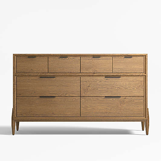 Bodie 54" Flax Brown Wood Wide 8-Drawer Kids Dresser