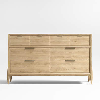 Bodie Natural Oak Wood Wide 8-Drawer Kids Dresser