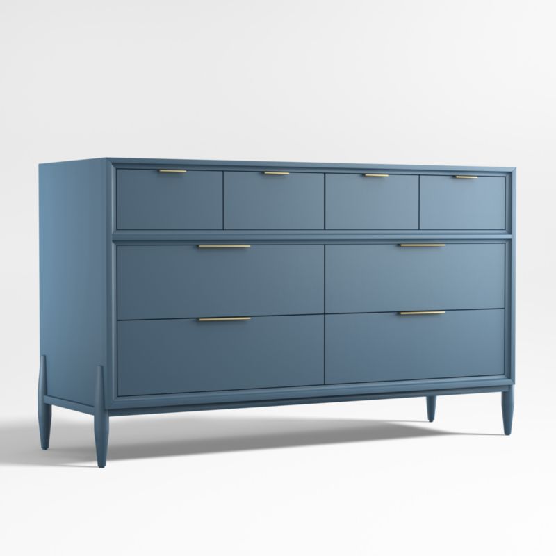 Bodie Blue Wood Wide 8-Drawer Kids Dresser - image 4 of 6