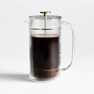 View Bodum x Crate & Barrel Verona Clear Double Wall French Press with Brass Knob details