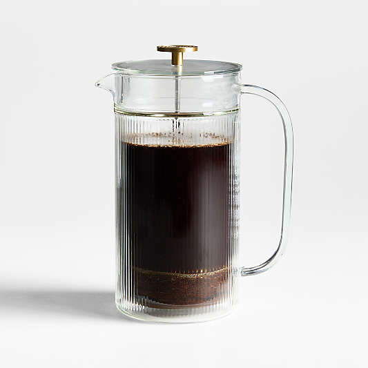 Bodum x Crate & Barrel Verona Clear Double Wall French Press with Brass Knob