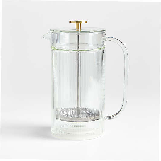 Bodum x Crate & Barrel Verona Clear Double Wall French Press with Brass Knob