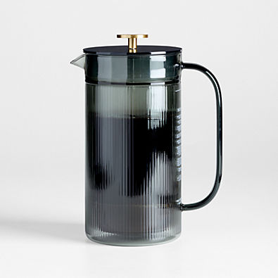 View Bodum x Crate & Barrel Verona Smoke Double Wall French Press with Brass Knob details