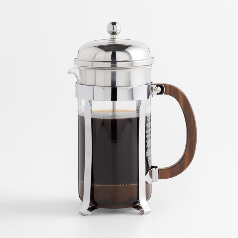 Bodum Chambord Stainless Steel 34-oz. French Press with Walnut Wood Handle | Crate & Barrel