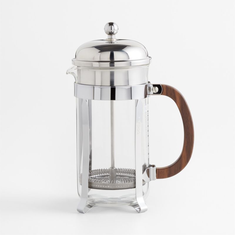 Bodum Chambord Stainless Steel 34-oz. French Press with Walnut Wood Handle | Crate & Barrel