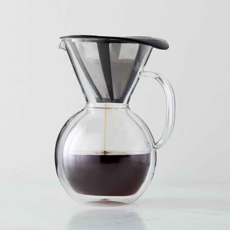 Bodum Pour Over Coffee Maker with Permanent Filter, Brown/Clear, 34 oz