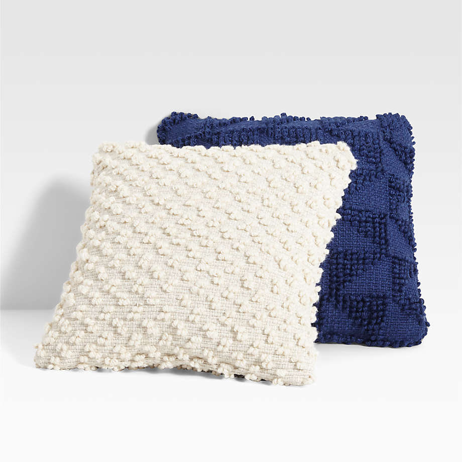 Bohdie 20"x20" Textured Blue Outdoor Pillow