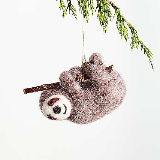 Boiled Wool Hanging Sloth Christmas Ornament