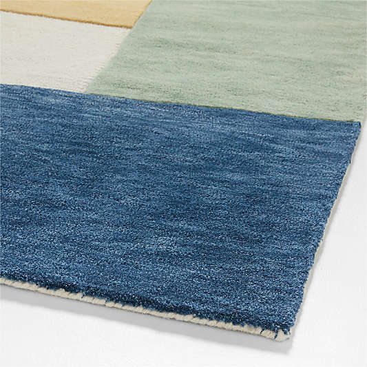 Bold Colorblock Wool Kids Area Rug 8'x10'