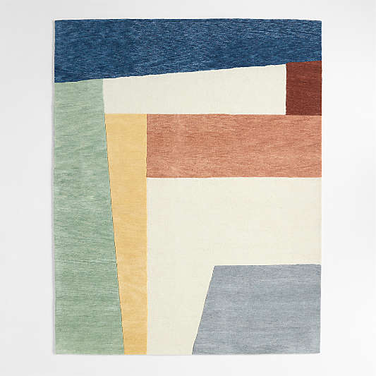 Bold Colorblock Wool Kids Area Rug 6'x9'