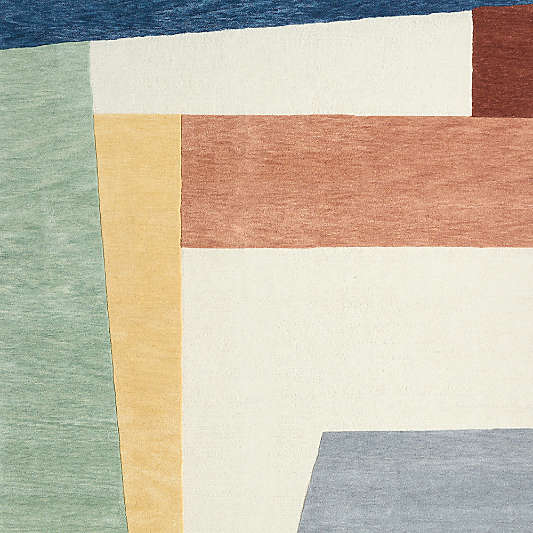 Bold Colorblock Wool Kids 12"x18" Rug Swatch