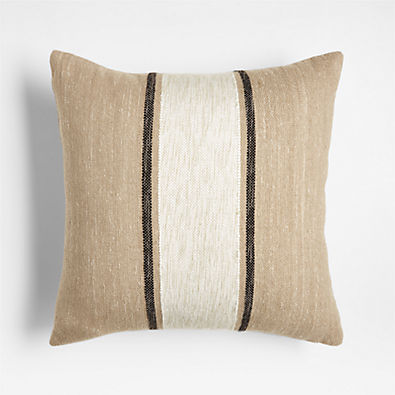 View White 20"x20" Bold Stripe Outdoor Throw Pillow details