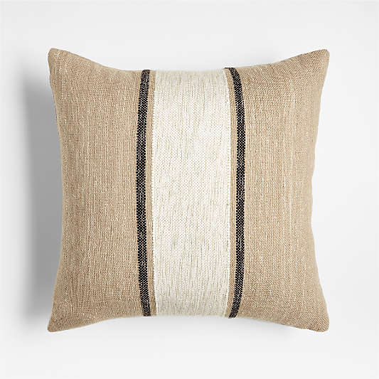 White 20"x20" Bold Stripe Outdoor Throw Pillow