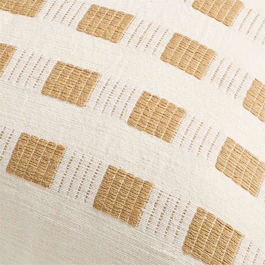 Bole Road Abijan Ethiopian Cotton 22"x22" Beige Throw Pillow with Microfiber Insert