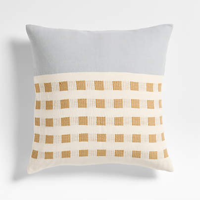 Bole Road Abijan Ethiopian Cotton 22"x22" Beige Throw Pillow with Microfiber Insert