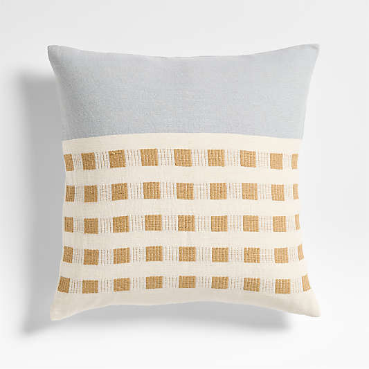 Bole Road Abijan Ethiopian Cotton 22"x22" Beige Throw Pillow with Microfiber Insert