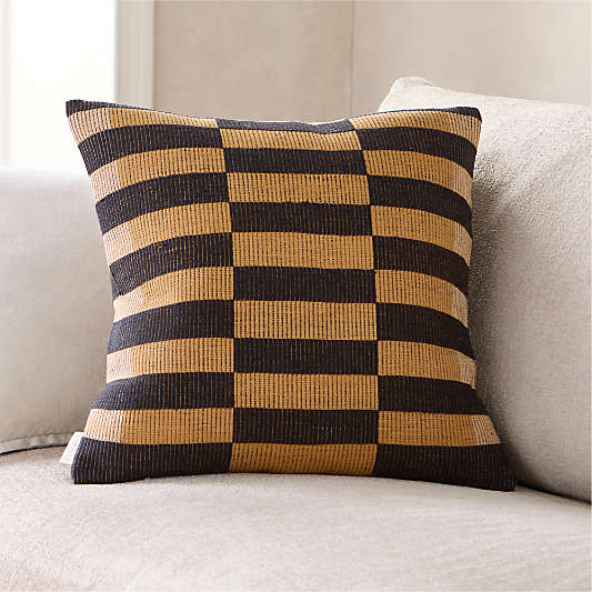 Bole Road Cape Town Ethiopian Cotton 20"x20"Beige Throw Pillow with Microfiber Insert