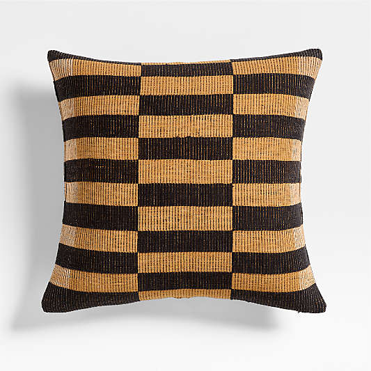 Bole Road Cape Town Ethiopian Cotton 20"x20"Beige Throw Pillow with Microfiber Insert