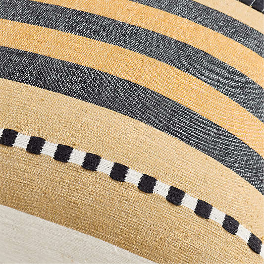 Bole Road Lagos Ethiopian Cotton 20"x20" Beige Throw Pillow with Microfiber Insert