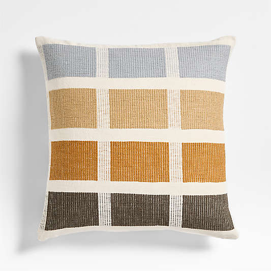 Bole Road Mombasa Ethiopian Cotton 20"x20" Beige Throw Pillow with Microfiber Insert