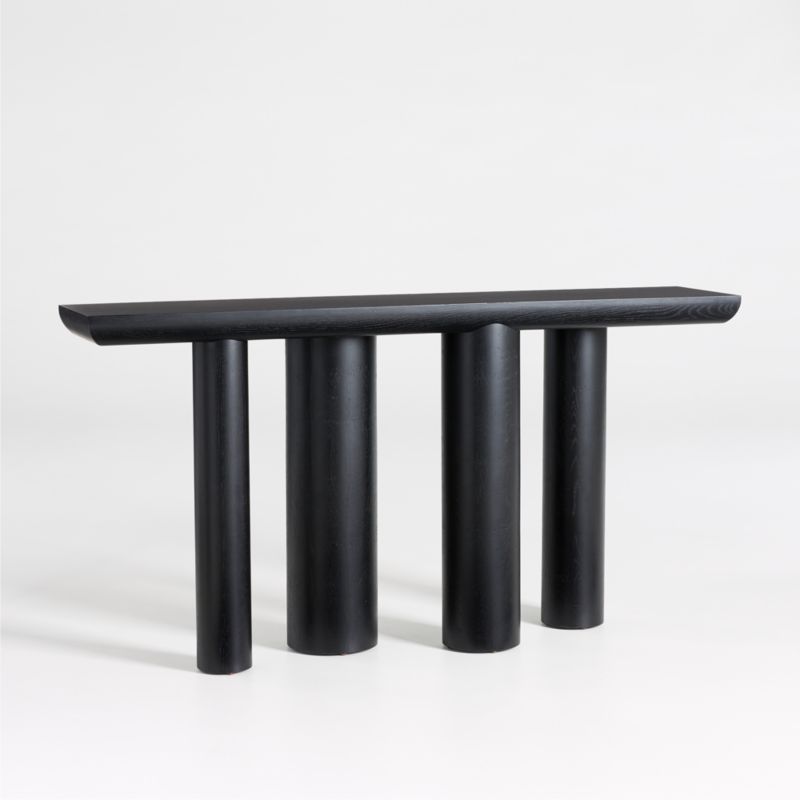 Bomen 66" Asymmetrical Black Oak Wood Console Table - image 11 of 20