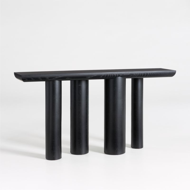 Bomen 66" Asymmetrical Black Oak Wood Console Table - image 14 of 20