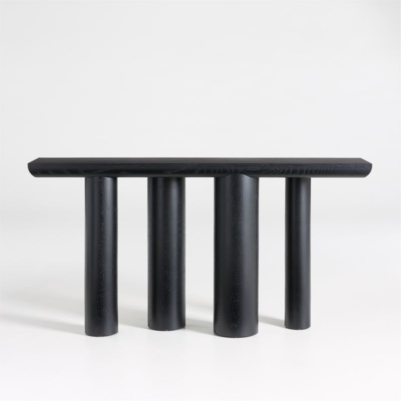 Bomen 66" Asymmetrical Black Oak Wood Console Table - image 0 of 20