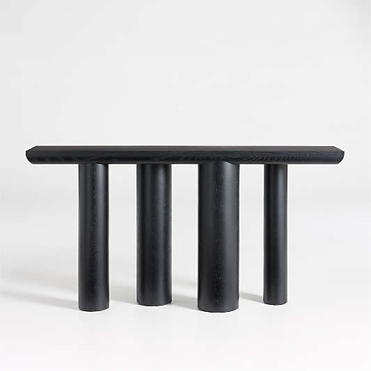 Bomen 66" Asymmetrical Black Oak Wood Console Table