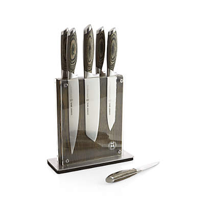 Schmidt Brothers - Zebra Wood, 7-Piece Knife Set, High-Carbon Stainless  Steel Cutlery with Zebra Wood and Acrylic Magnetic Knife Block and Knife