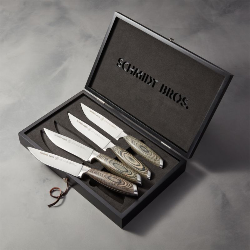 Schmidt Brothers Bonded Ash Steak Knives Set of Four + Reviews | Crate & Barrel