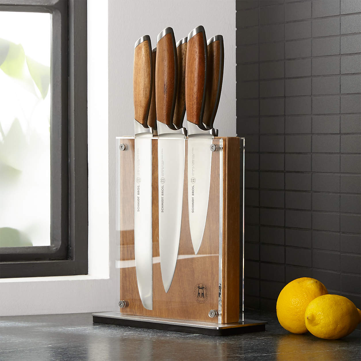 Schmidt Brothers Bonded Teak 7-Piece Knife Set + Reviews | Crate & Barrel