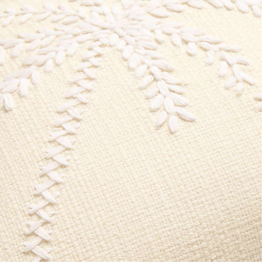 Embroidered Palm Tree 22"x15" Ivory Throw Pillow Cover