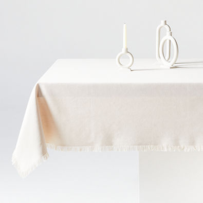 View Craft Birch Beige Fringe Organic Cotton Tablecloth details