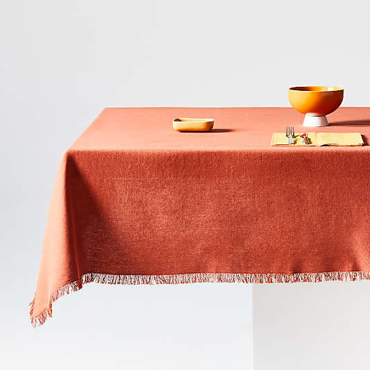 Bonita Clay 60"x90" Fringe Tablecloth