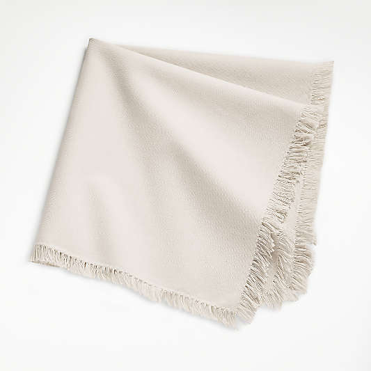 Craft 120" Birch Beige Organic Cotton Fringe Table Runner