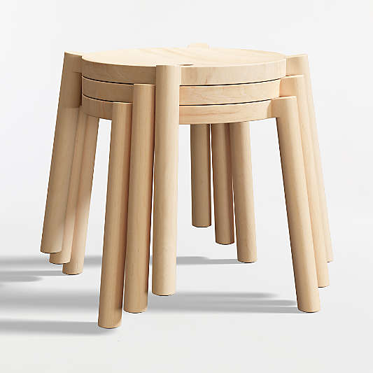 Bonnie Natural Wood Kids Stackable Play Stool