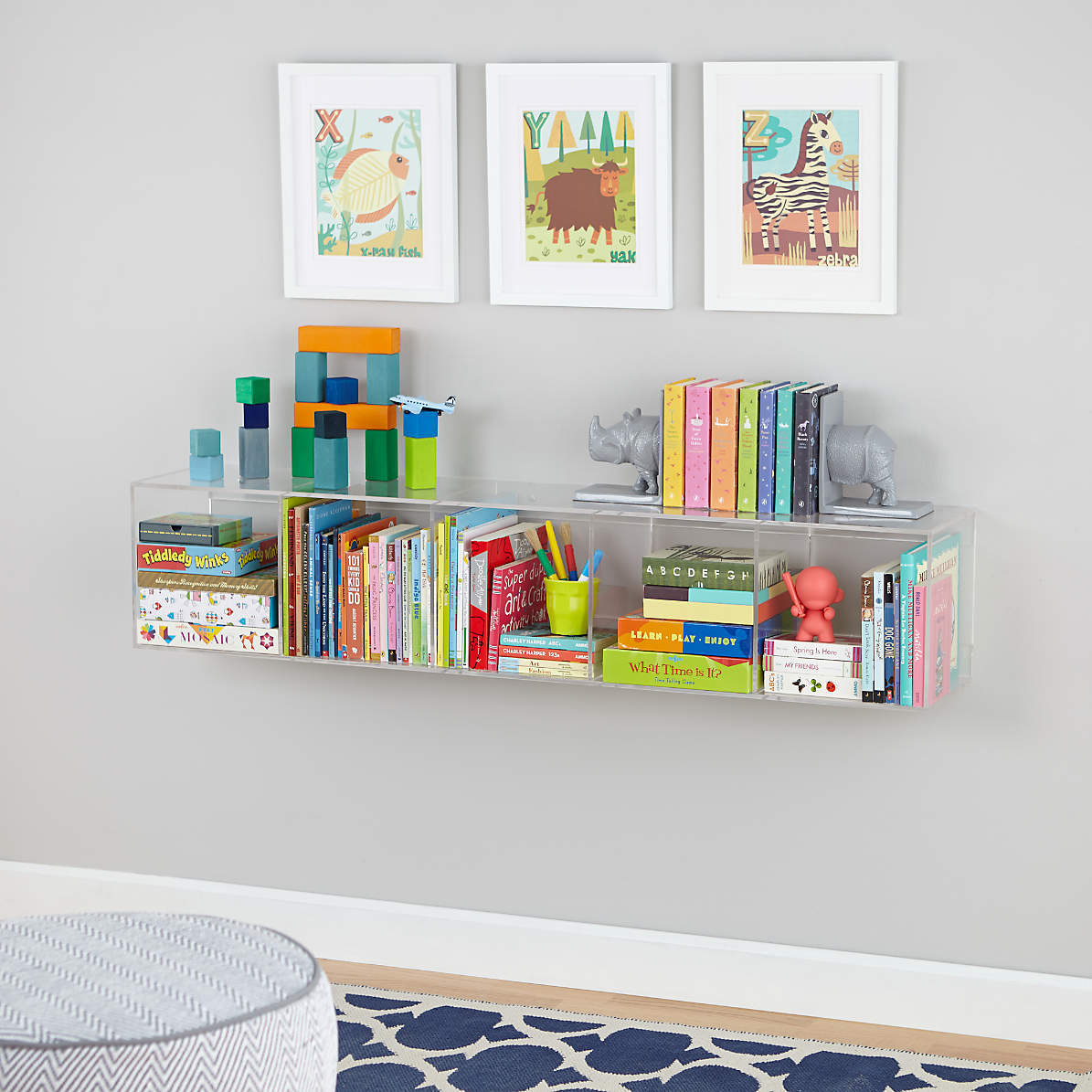 Acrylic Toy Storage Shelf Bookcase, Lucite Cubes Shelving
