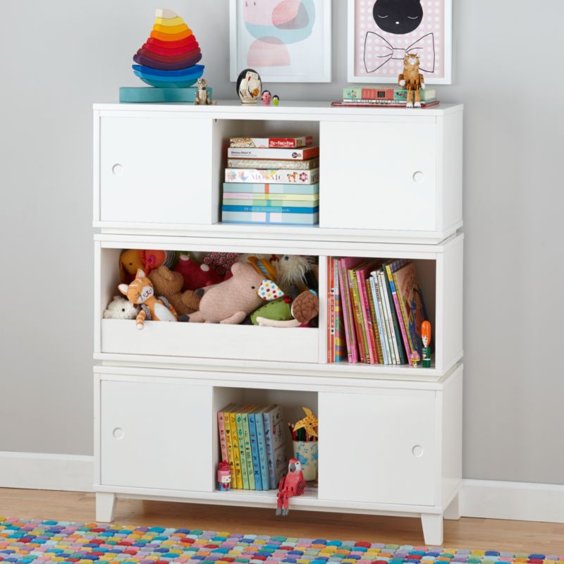 District Bookcase Warm White Wood Front Panel