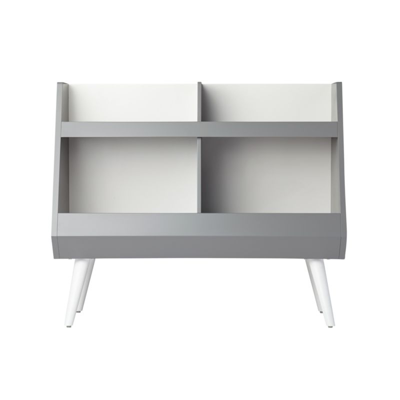 Grey and White Mid-Century 4-Cube Montessori Bookcase