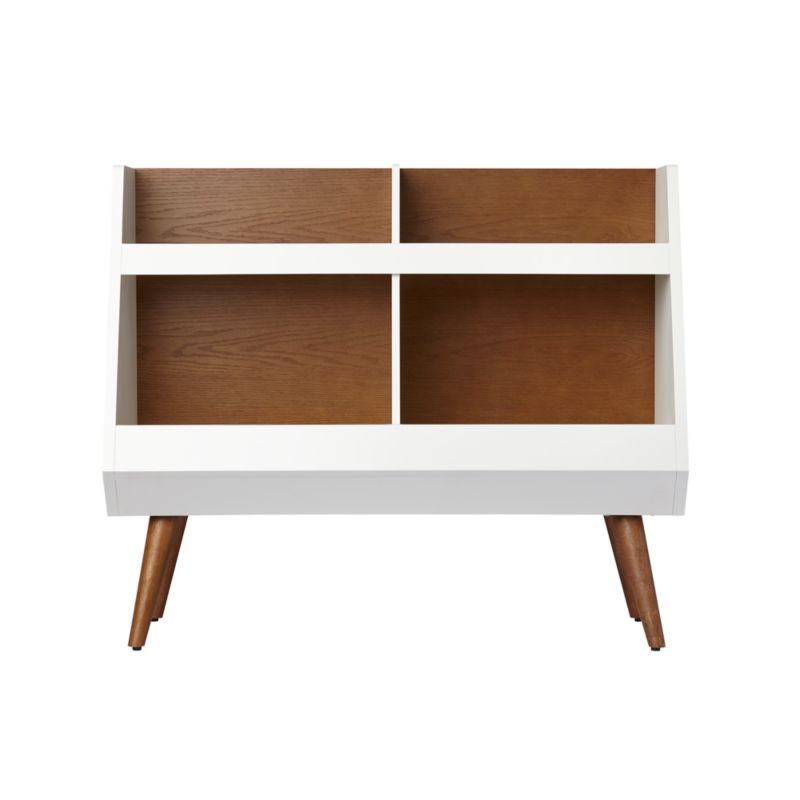 Walnut Wood and White Mid-Century 4-Cube Cubby Bookcase - image 10 of 16