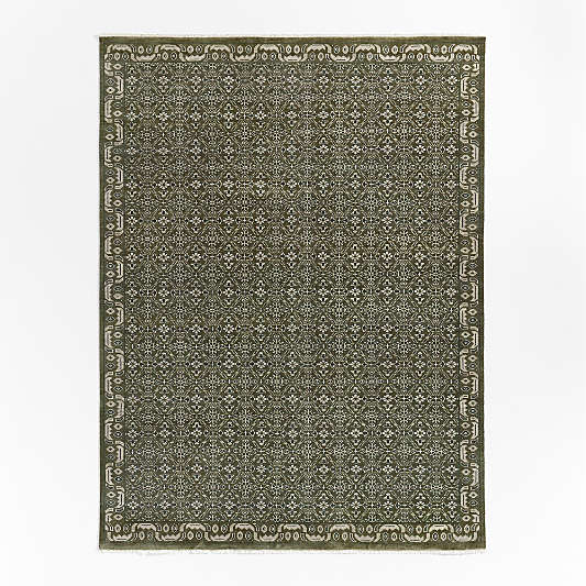 Bordeaux Wool Traditional Hand-Knotted Green Area Rug