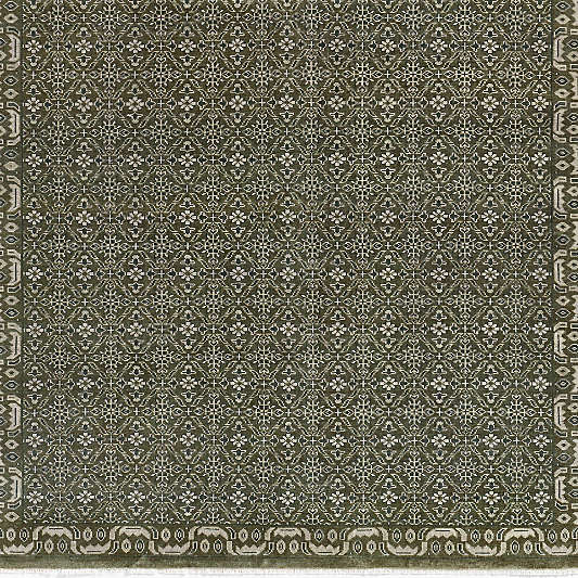 Bordeaux Wool Traditional Hand-Knotted Green Area Rug 12'x15'