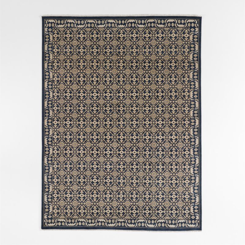 Bordeaux Wool Traditional Navy Blue Area Rug 6'x9' - image 1 of 4