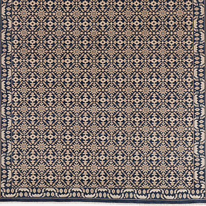 Bordeaux Wool Traditional Navy Blue Area Rug 8'x10'