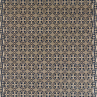 Bordeaux Wool Traditional Navy Blue Area Rug 6'x9'