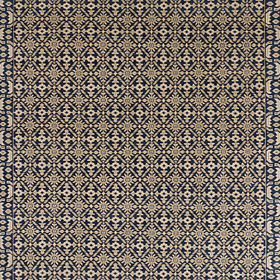 Bordeaux Wool Traditional Hand-Knotted Navy Blue Area Rug 10'x14'