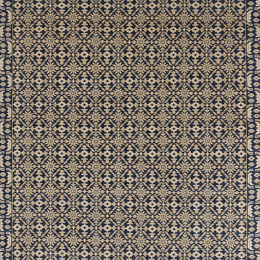 Bordeaux Wool Traditional Navy Blue Area Rug 10'x14'