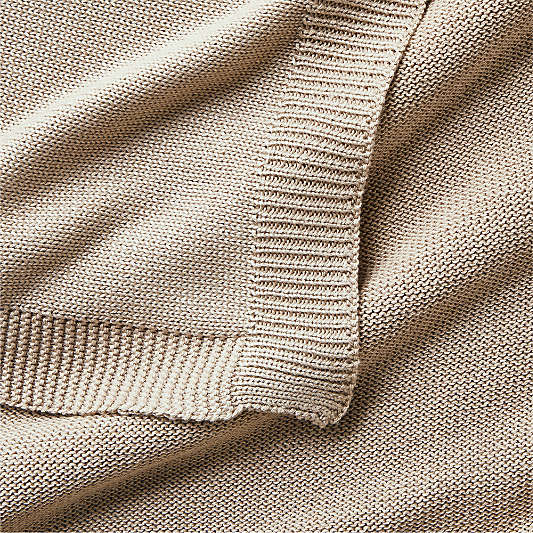 Border Warm Sand Beige 80"x80" Oversized Bed Throw Blanket