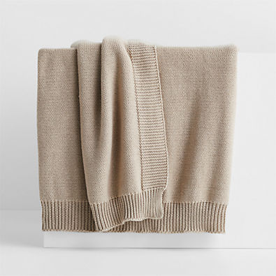 View Border Warm Sand Beige 80"x80" Oversized Bed Throw Blanket details