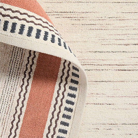 Border Stripe Brulee Brown Chenille Kids Area Rug 8x10